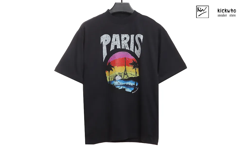 balenciaga sunset beach tower t-shirt black