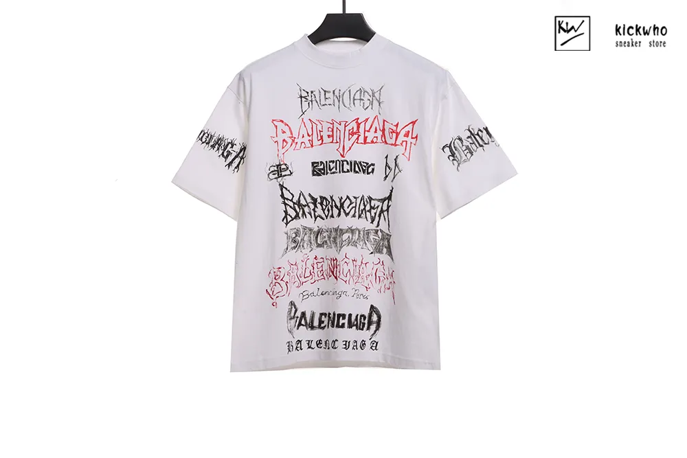 balenciaga graffiti letters t-shirt white