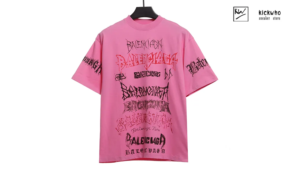 balenciaga graffiti letters t-shirt pink