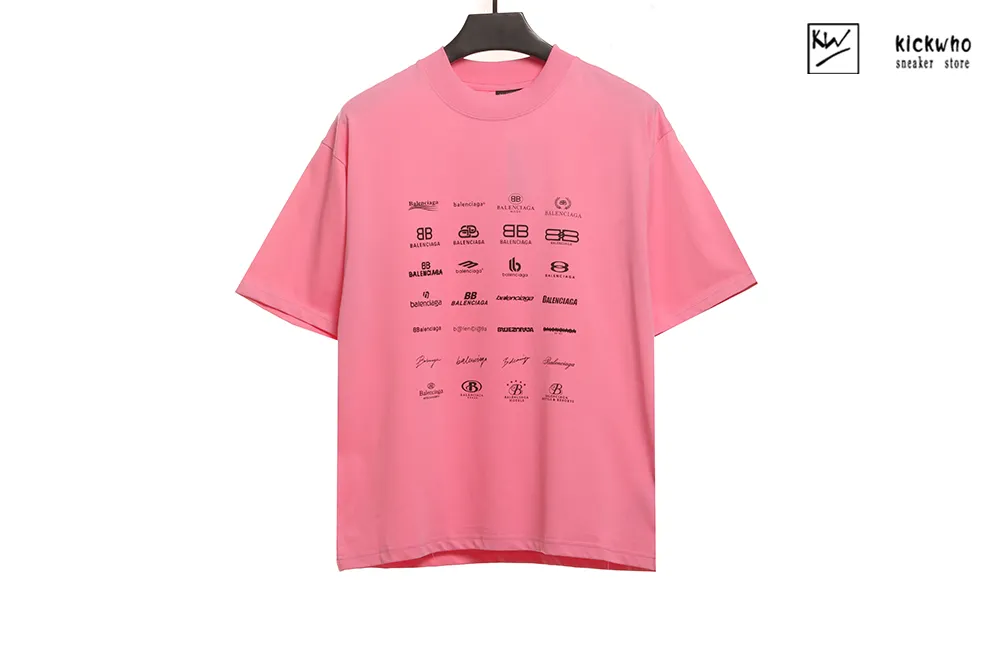 balenciaga archive logos t-shirt pink