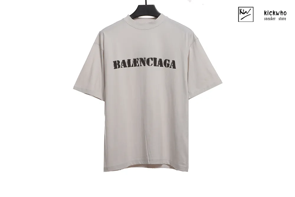 balenciaga fuzzy logo t-shirt cream