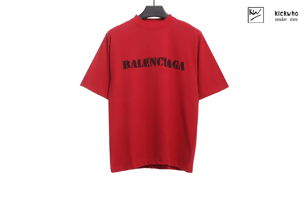 balenciaga fuzzy logo t-shirt red