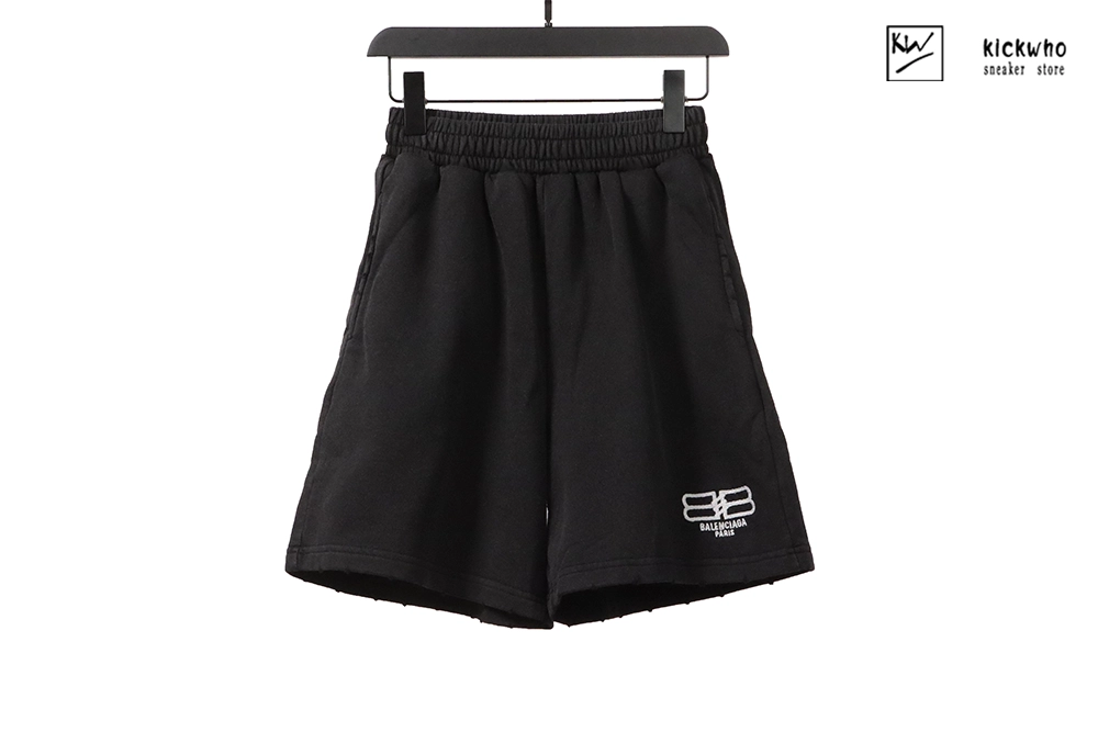 balenciaga lock buckle embroidery shorts black