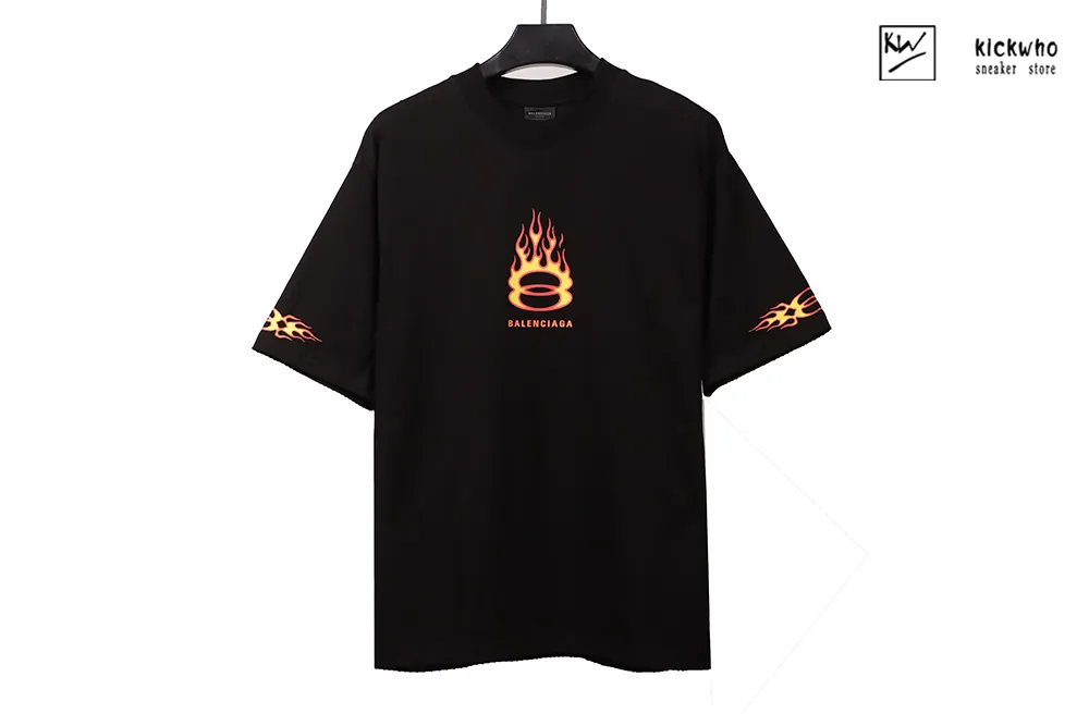 balenciaga flame double ring t-shirt black