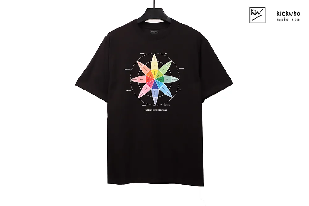 balenciaga colorful petals t-shirt black