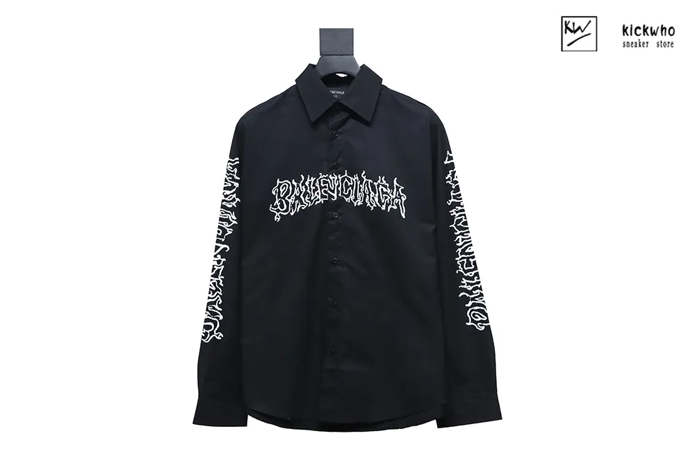 balenciaga fire totem long sleeved shirt black