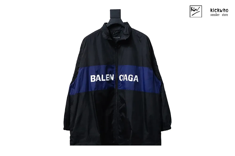 balenciaga black and blue spliced jacket