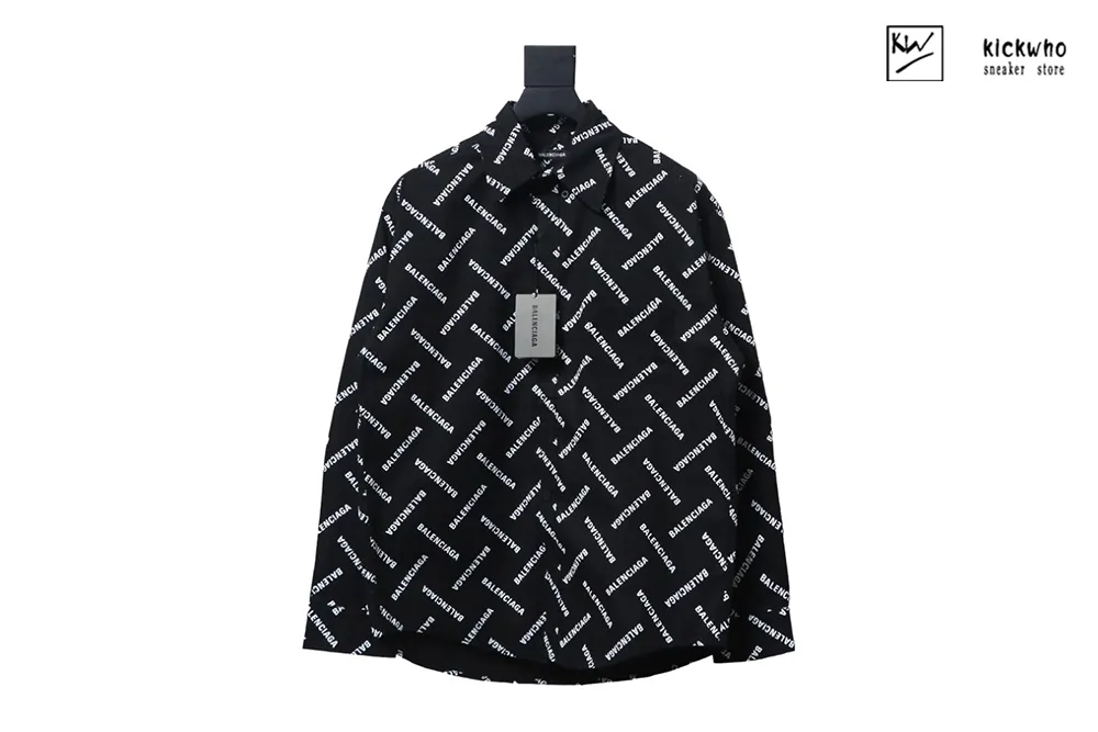 balenciaga diagonal letter barrage long sleeved shirt