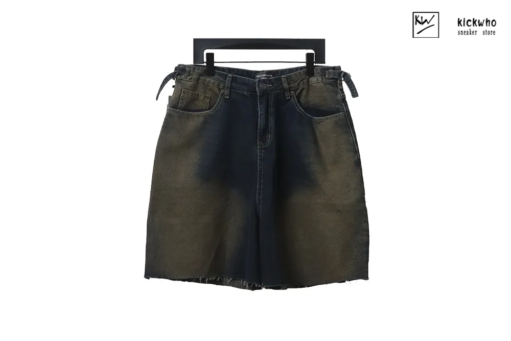 balenciaga loose denim shorts