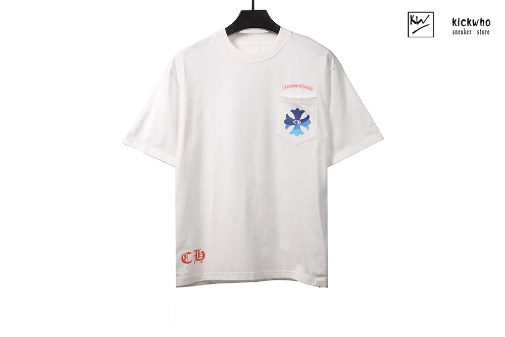 chrome hearts blue pocket sanskrit t-shirt white