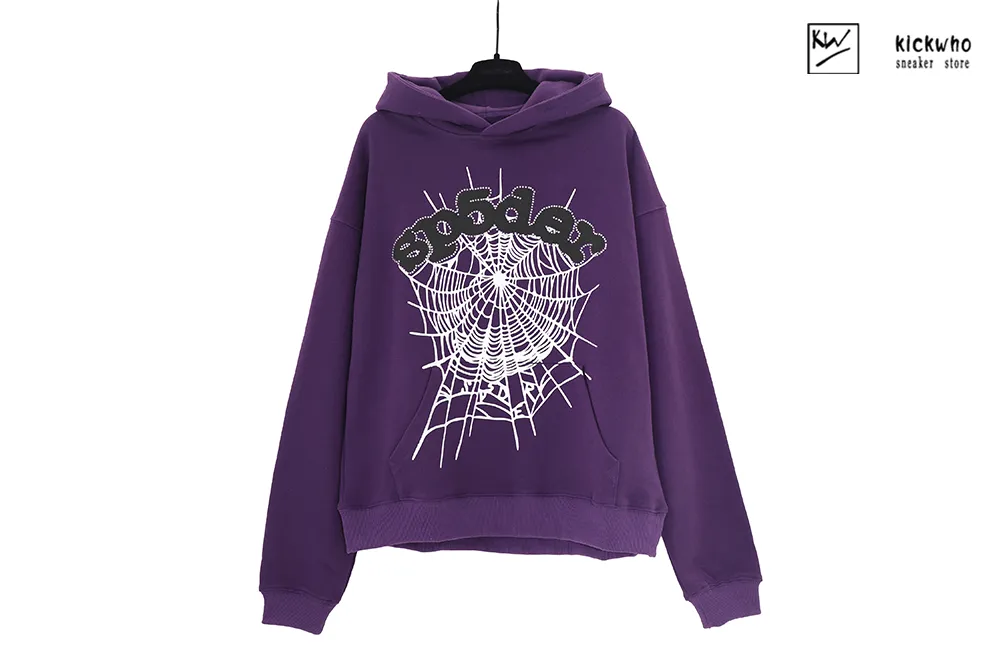 sp5der web diamond suit hoodie purple