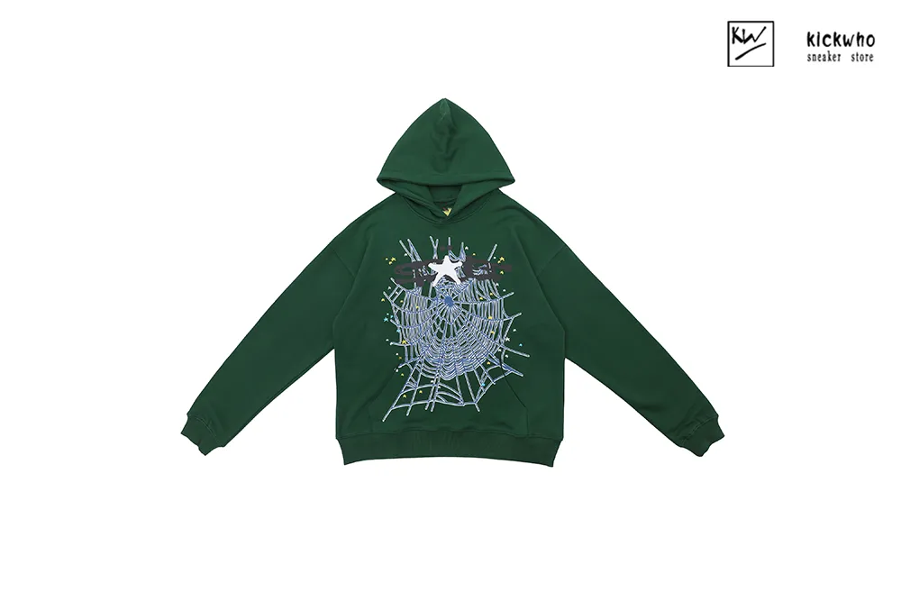 sp5der web splash-ink hoodie green