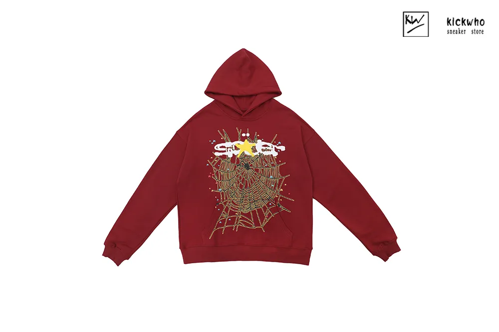 sp5der web splash-ink hoodie red