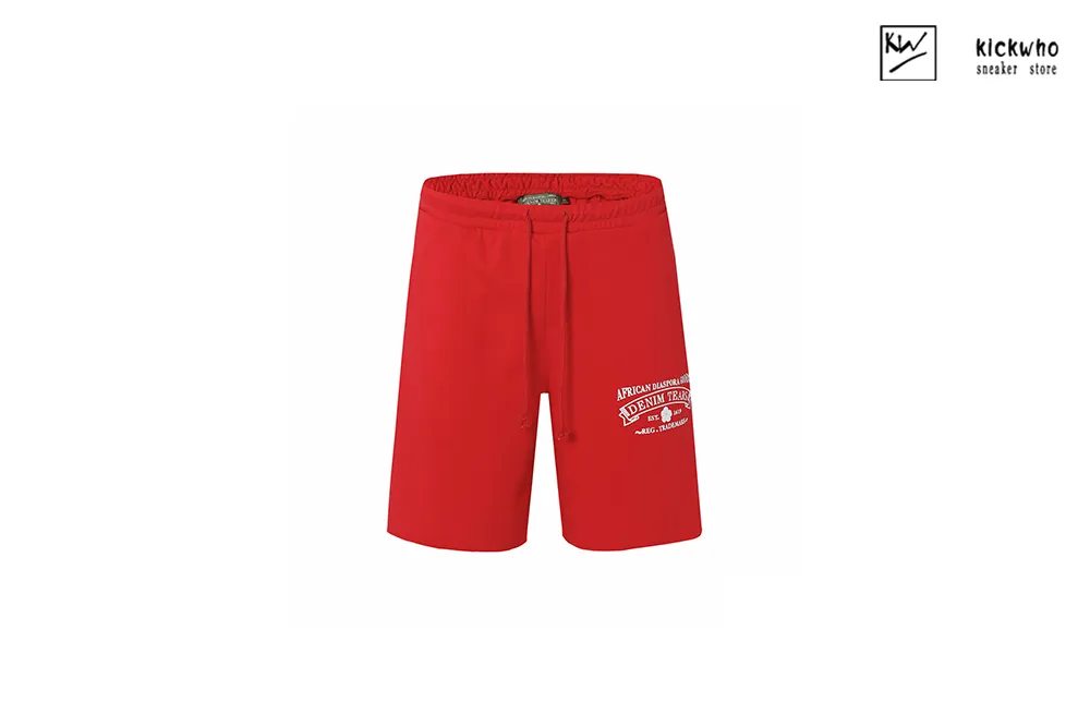 denim tears logo shorts red