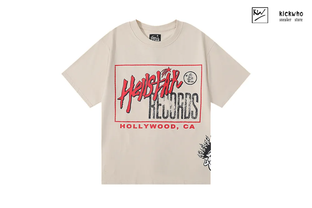 hellstar manga letters t-shirt beige