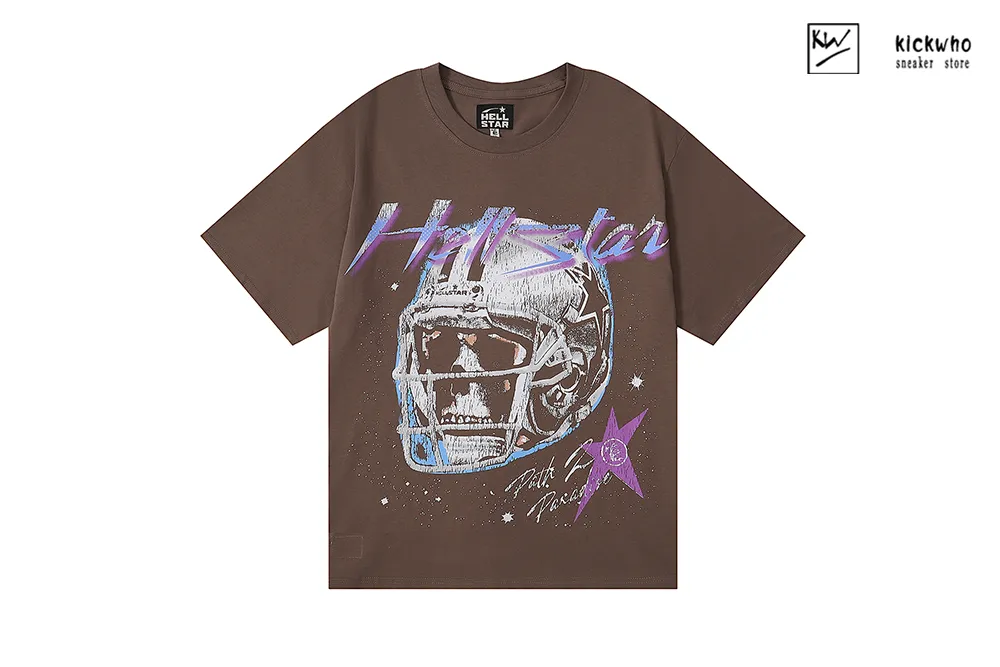 hellstar skull helmet t-shirt brown