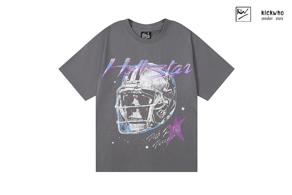 hellstar skull helmet t-shirt grey