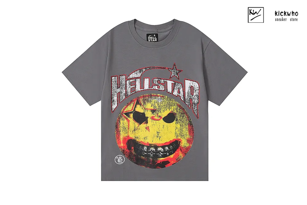 hellstar alien smile t-shirt grey