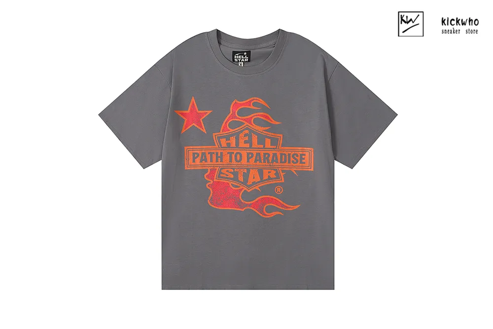 hellstar side flames t-shirt grey