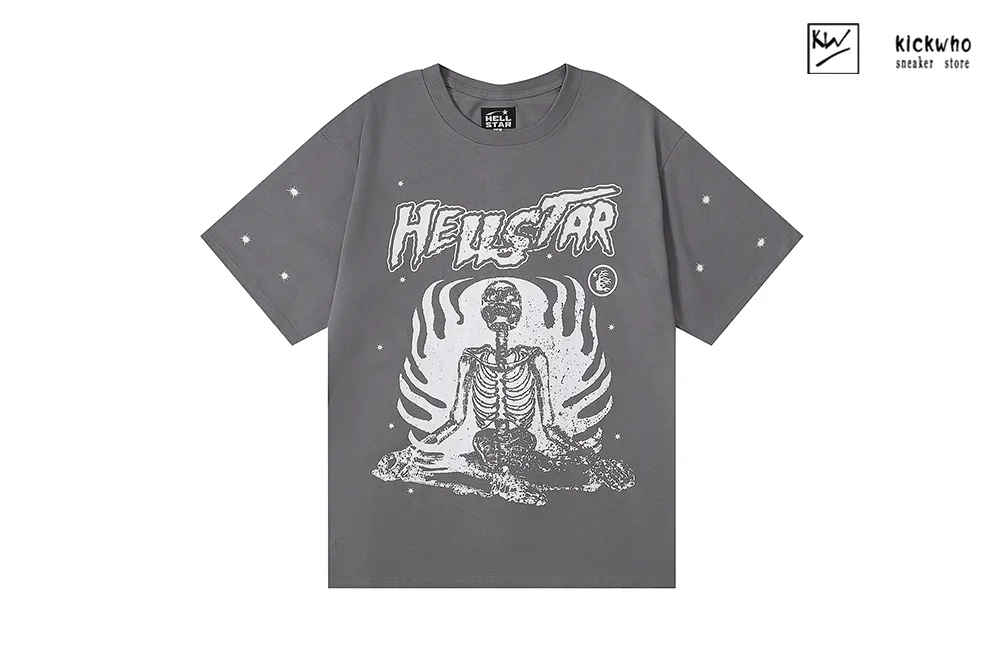 hellstar bone flame t-shirt grey