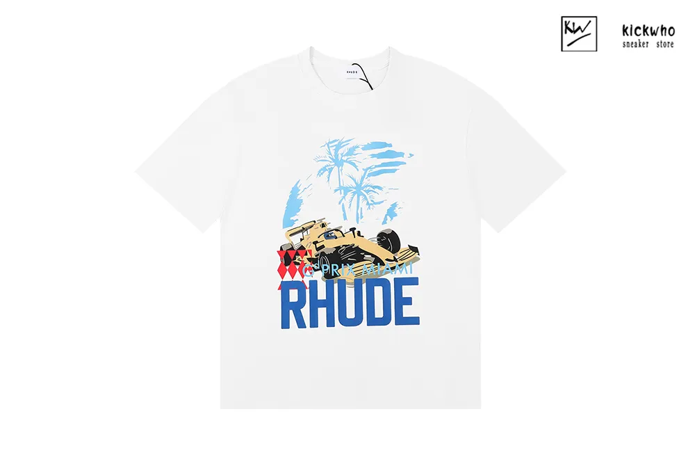 rhude racing t-shirt white