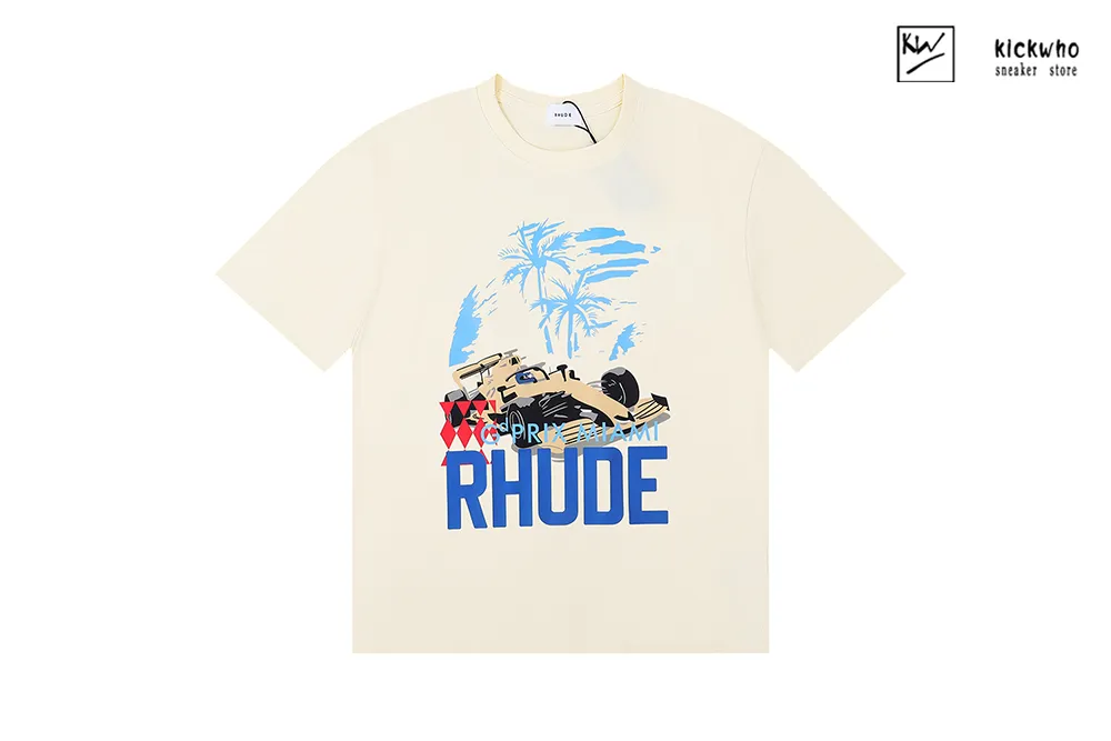 rhude racing t-shirt beige