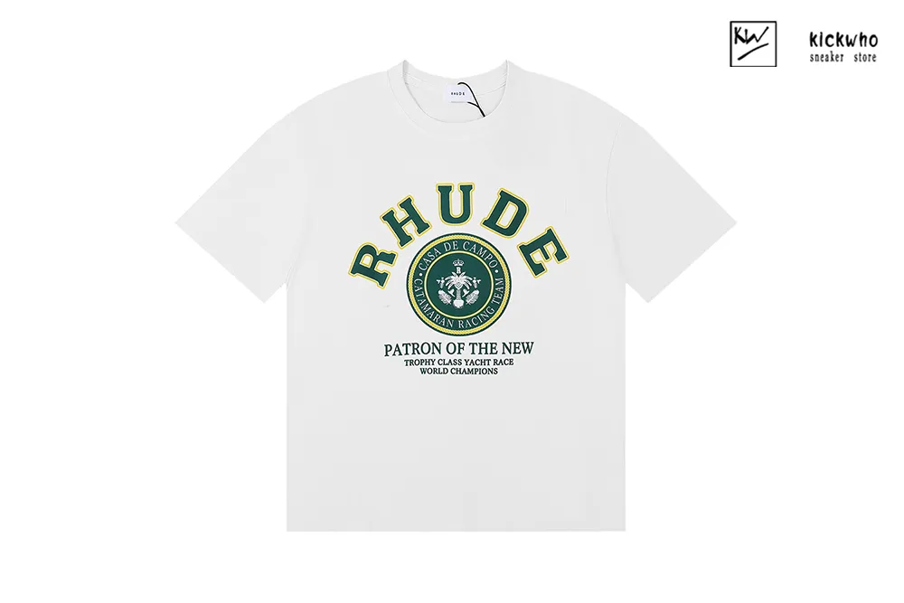 rhude green circle t-shirt white