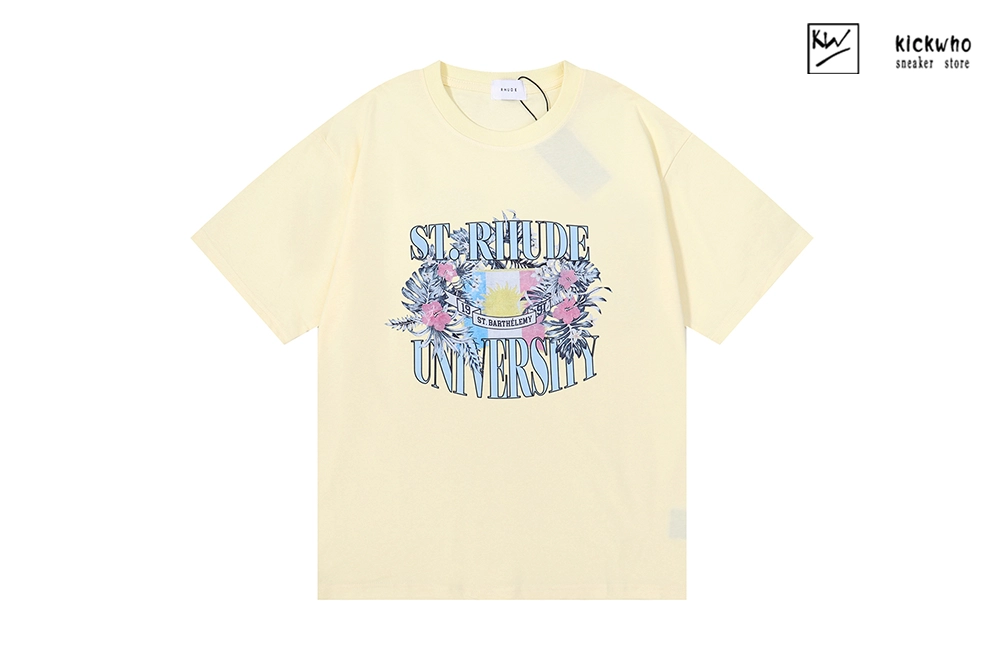 rhude st.university tee t-shirt beige