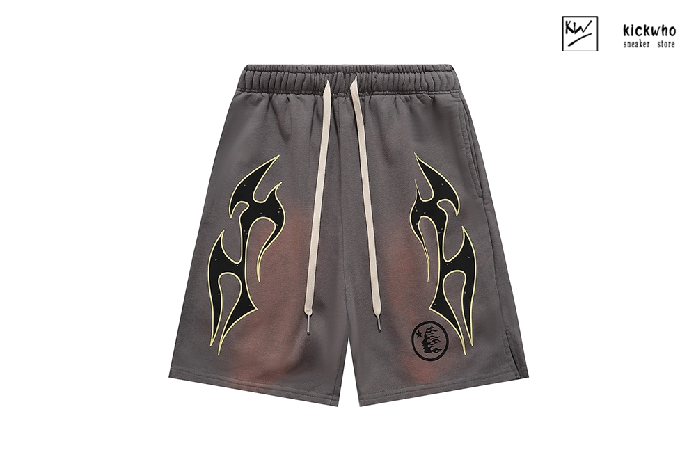 hellstar mark washed shorts grey