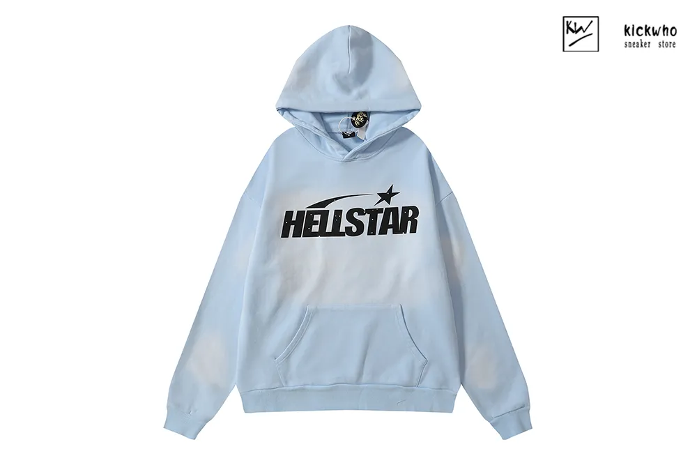 hellstar side goddess big logo hoodie blue