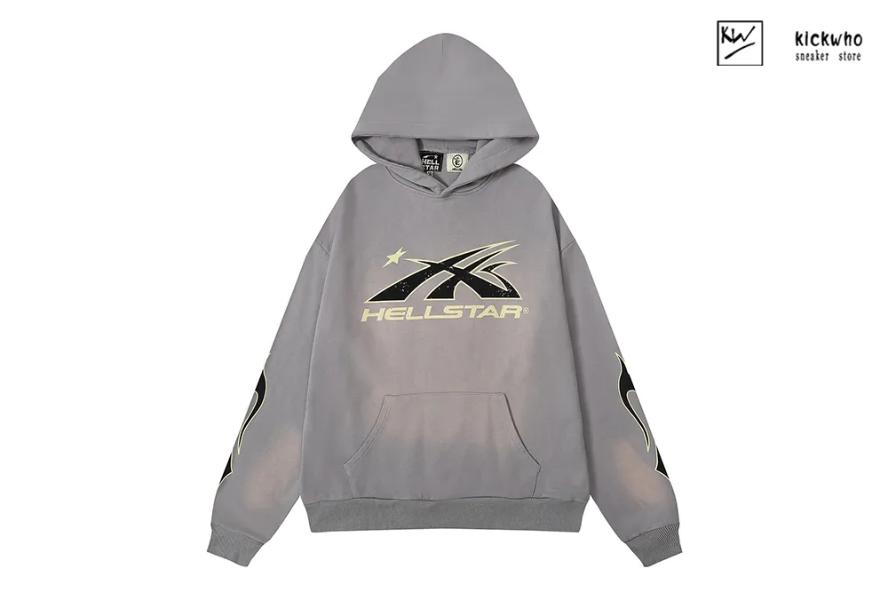 hellstar gradient logo hoodie grey