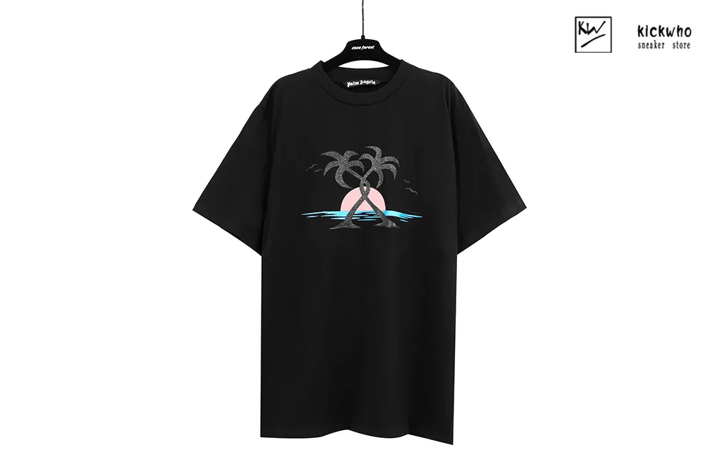 palm angels sunset coconut tree t-shirt black