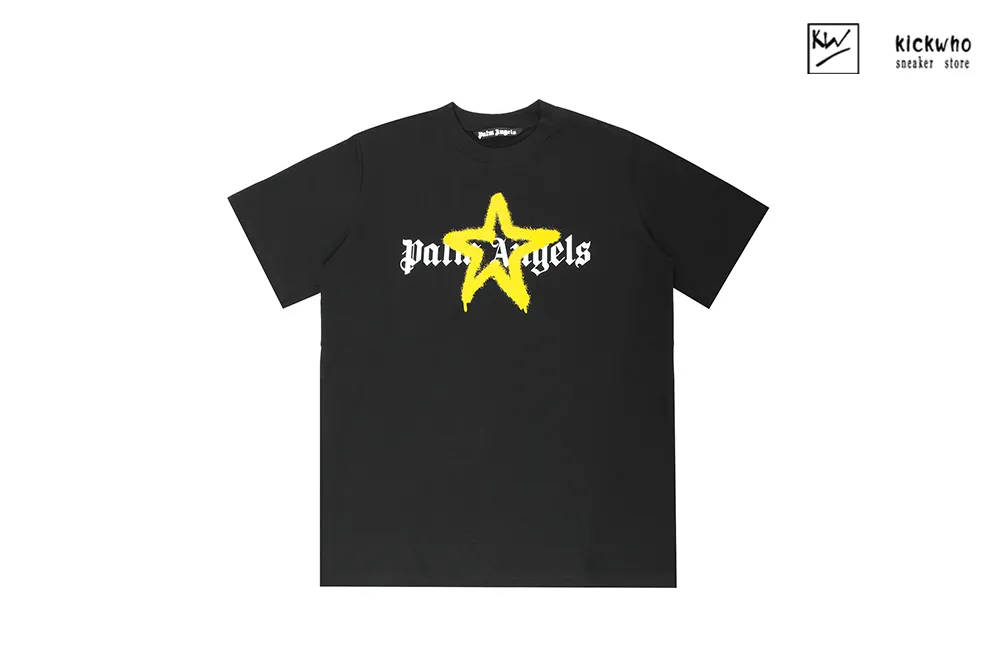 palm angels five pointed star graffiti t-shirt yellow