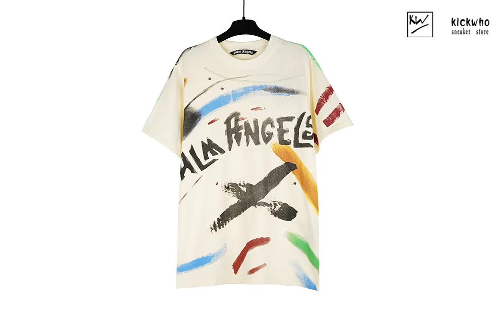 palm angels colorful graffiti t-shirt beige