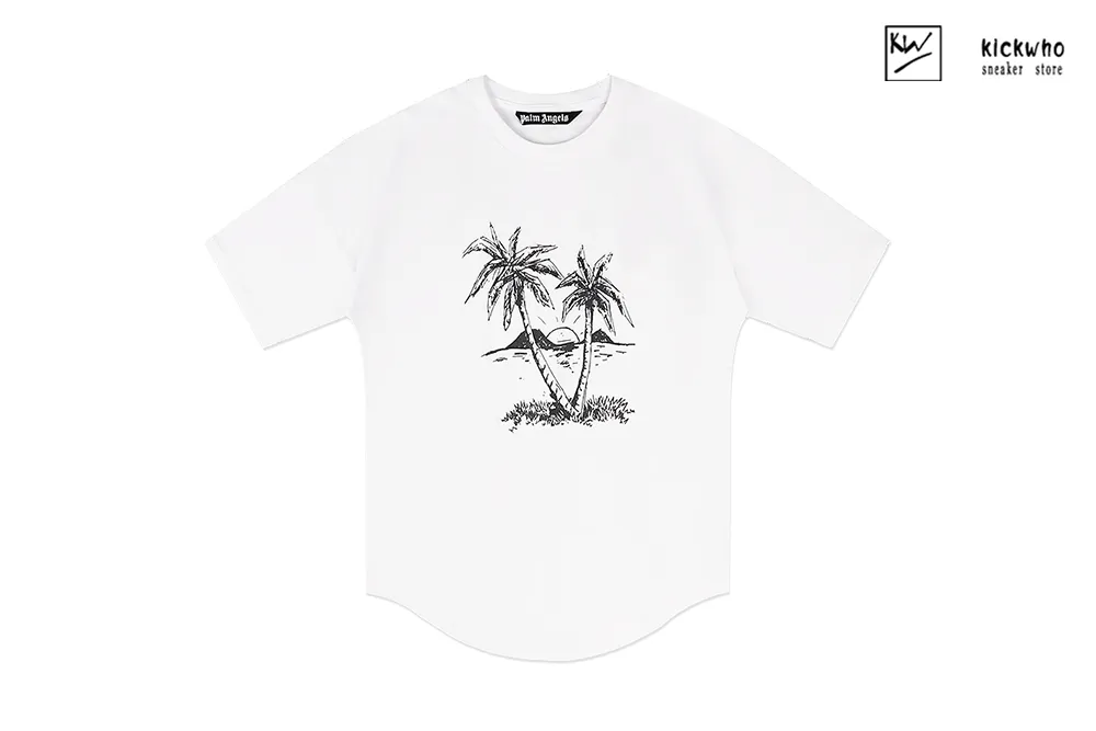 palm angels coconut tree beach t-shirt white