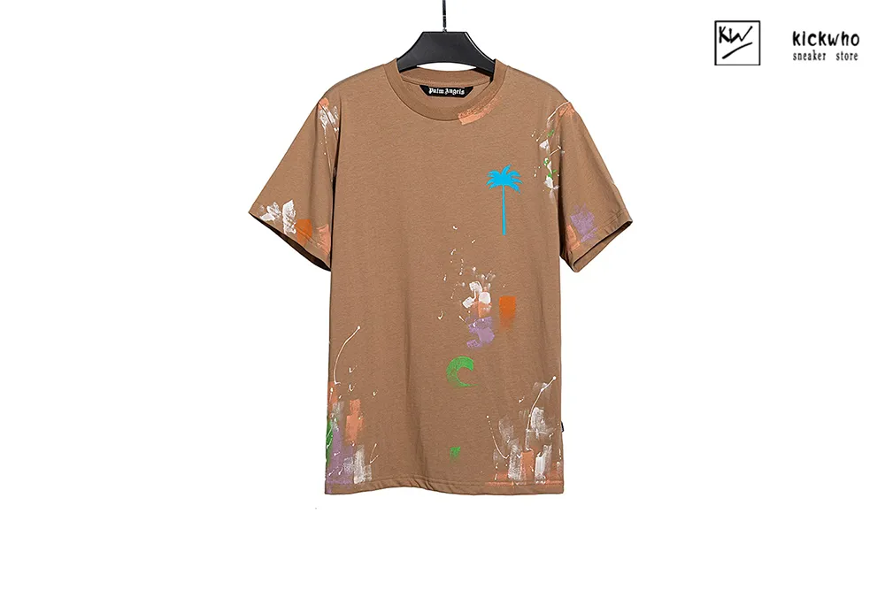 palm angels colored coconut trees t-shirt brown