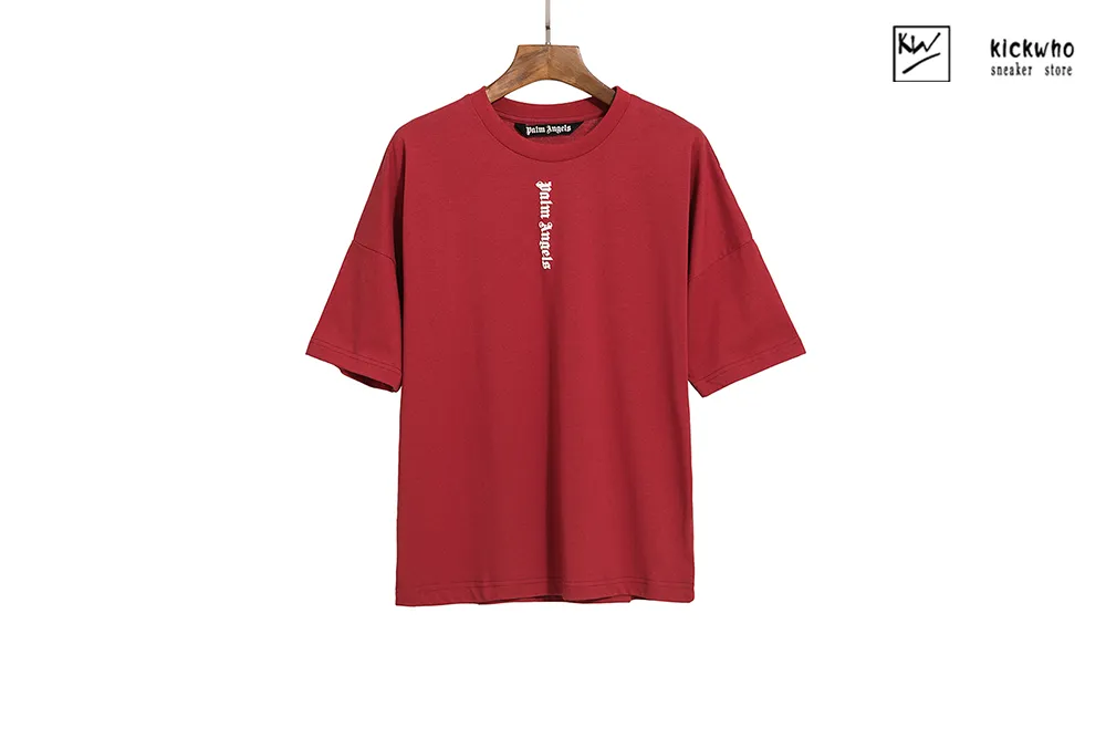 palm angels vertical sanskrit letter t-shirt red