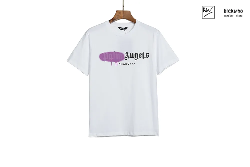 palm angels spray letter t-shirt white