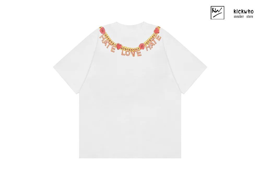 anti social social club gold necklace t-shirt white