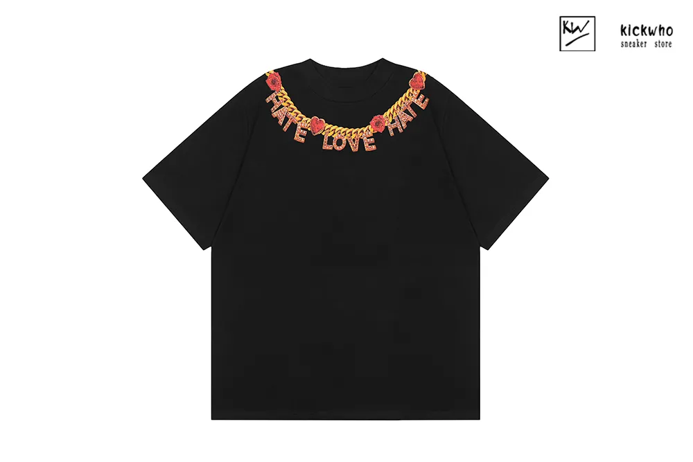 anti social social club gold necklace t-shirt black