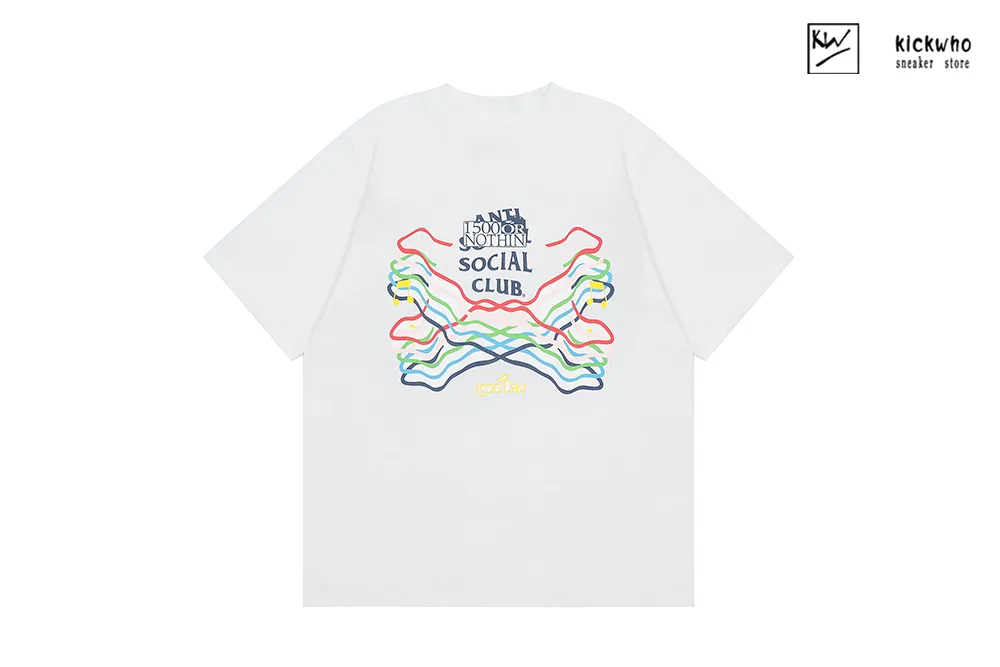 anti social social club rainbow lines t-shirt white