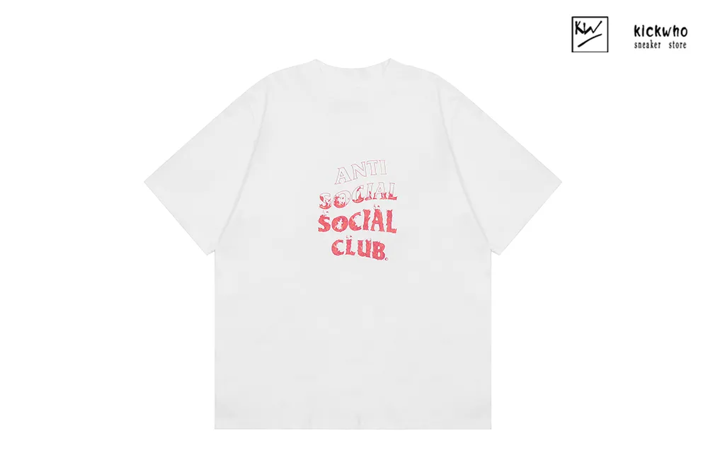 anti social social club flame letter t-shirt white