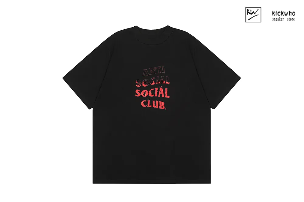 anti social social club flame letter t-shirt black