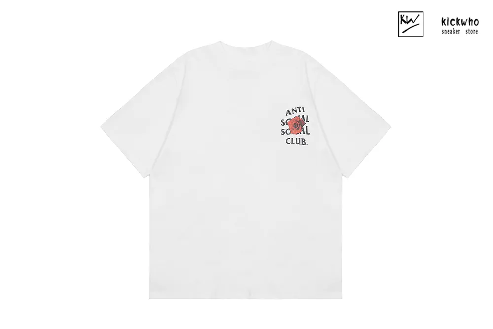 anti social social club rose print t-shirt white