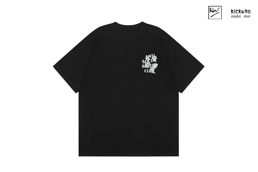 anti social social club flower t-shirt black