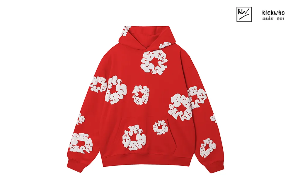 denim tears printing suit hoodie red