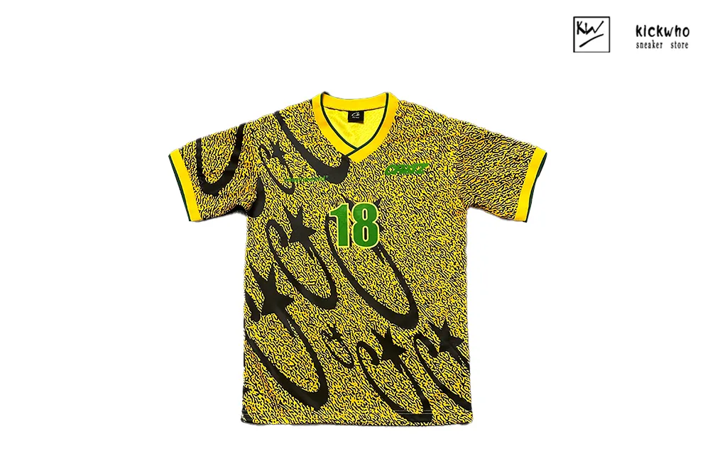 corteiz leopard print football jersey yellow