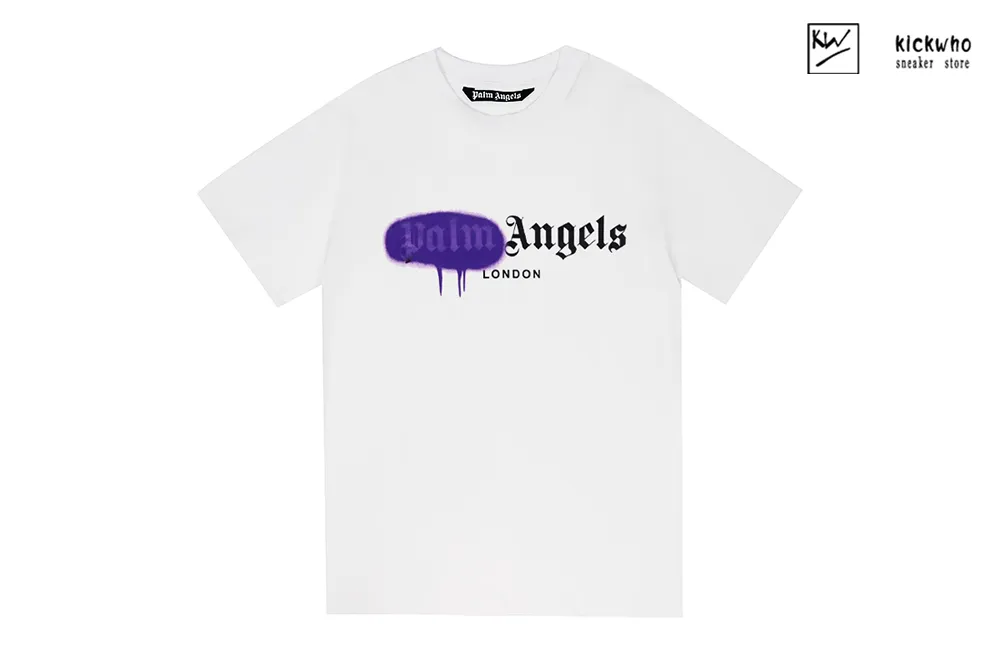 palm angels spray paint letters t-shirt white purple