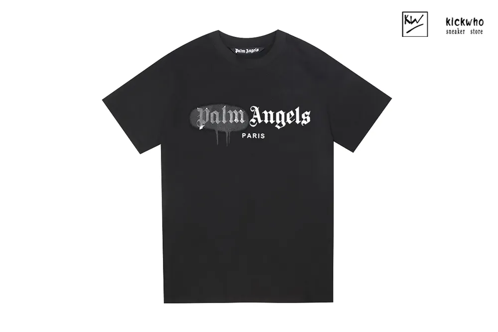 palm angels spray paint letters t-shirt black gray