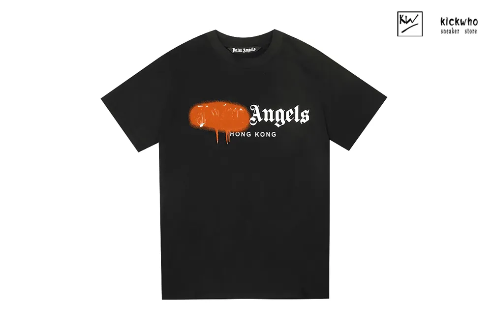 palm angels spray paint letters t-shirt black orange